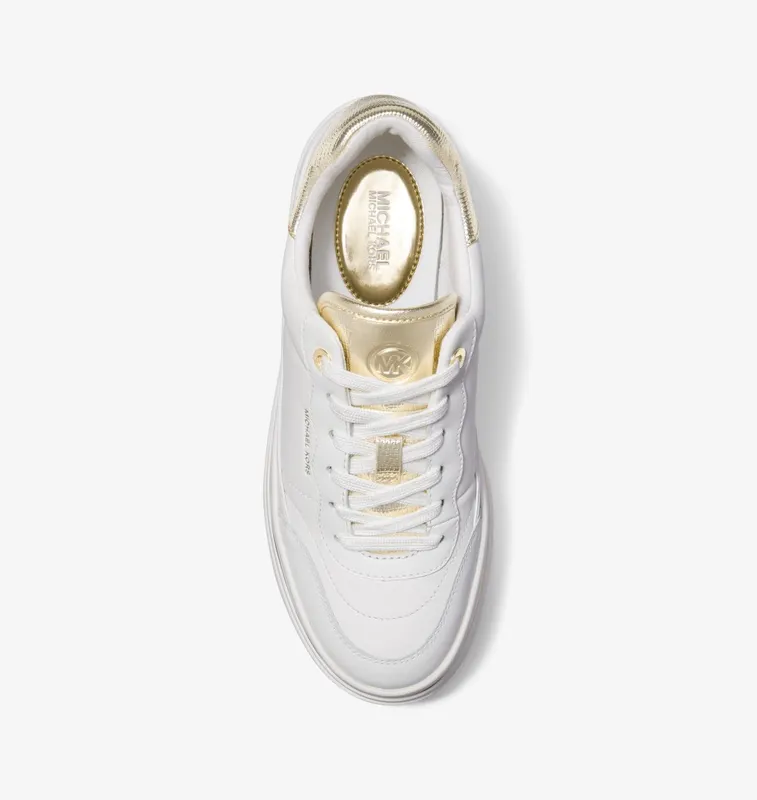 Michael Kors MK Hayes Leather Platform Trainers – Pale Gold (43R4HYFS2L-0705)