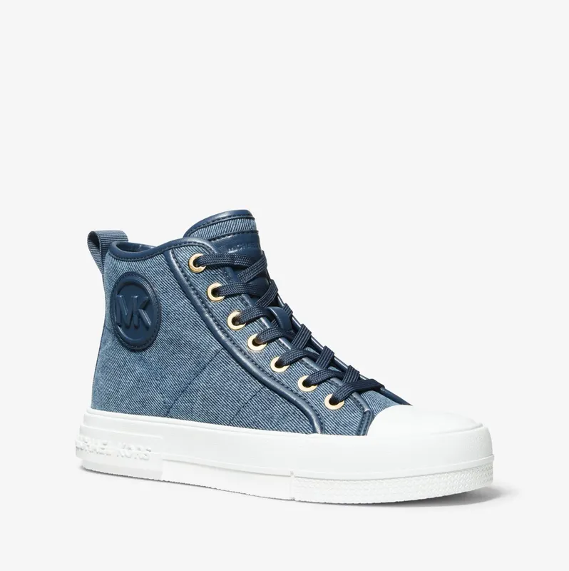 Michael Kors MK Evy Denim High-Top Trainers – Denim Multi (43R4EYFS6D-1015)