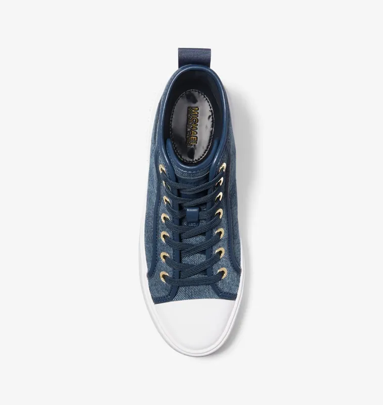 Michael Kors MK Evy Denim High-Top Trainers – Denim Multi (43R4EYFS6D-1015)