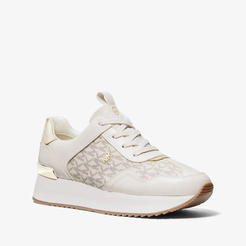 Michael Kors MK Raina Signature Logo Platform Trainer – Vanilla (43R4RNFSAB-0150)