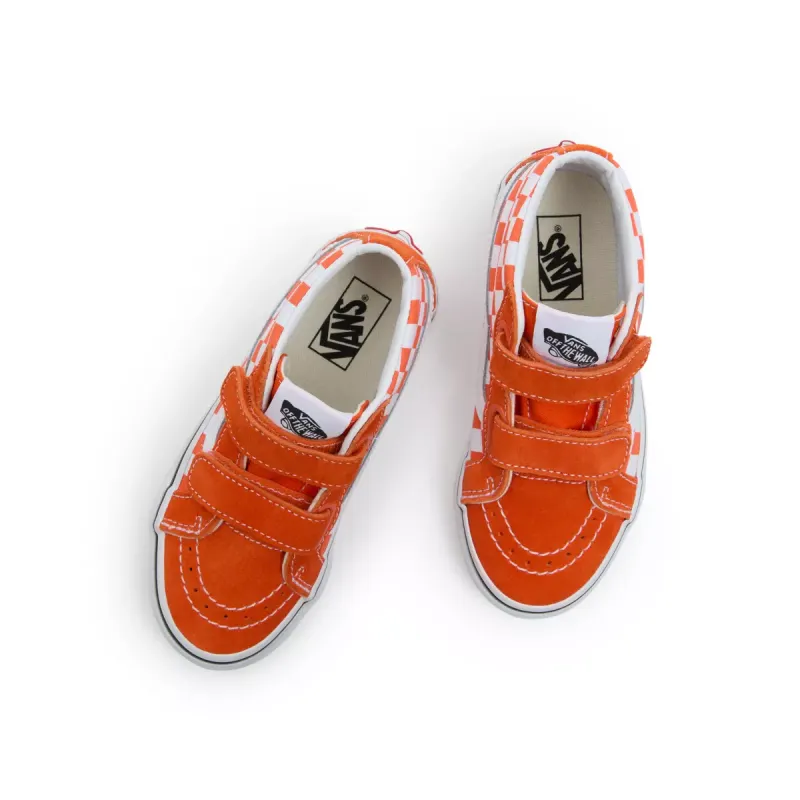 VANS Sk8-mid Reissue Checkerboard Met Klittenband Voor Kinderen Oranje (VN0A38HH08X)