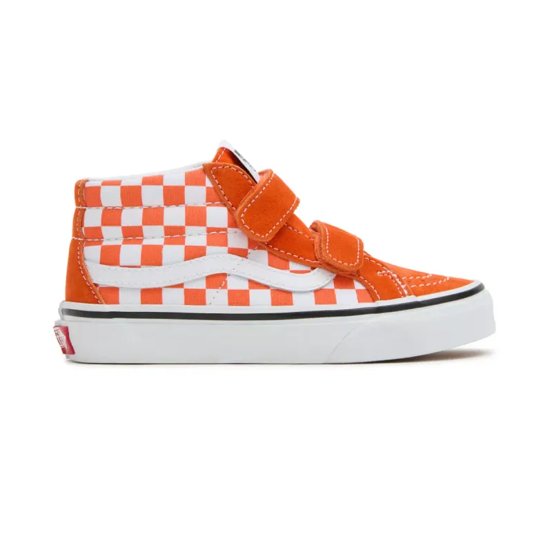 VANS Sk8-mid Reissue Checkerboard Met Klittenband Voor Kinderen Oranje (VN0A38HH08X)