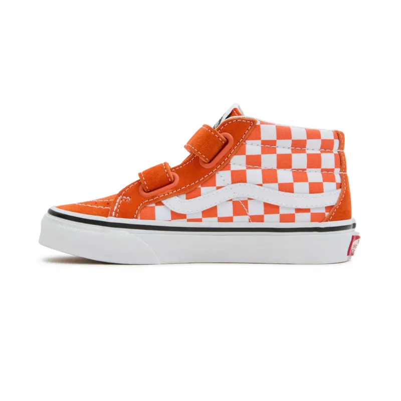 VANS Sk8-mid Reissue Checkerboard Met Klittenband Voor Kinderen Oranje (VN0A38HH08X)