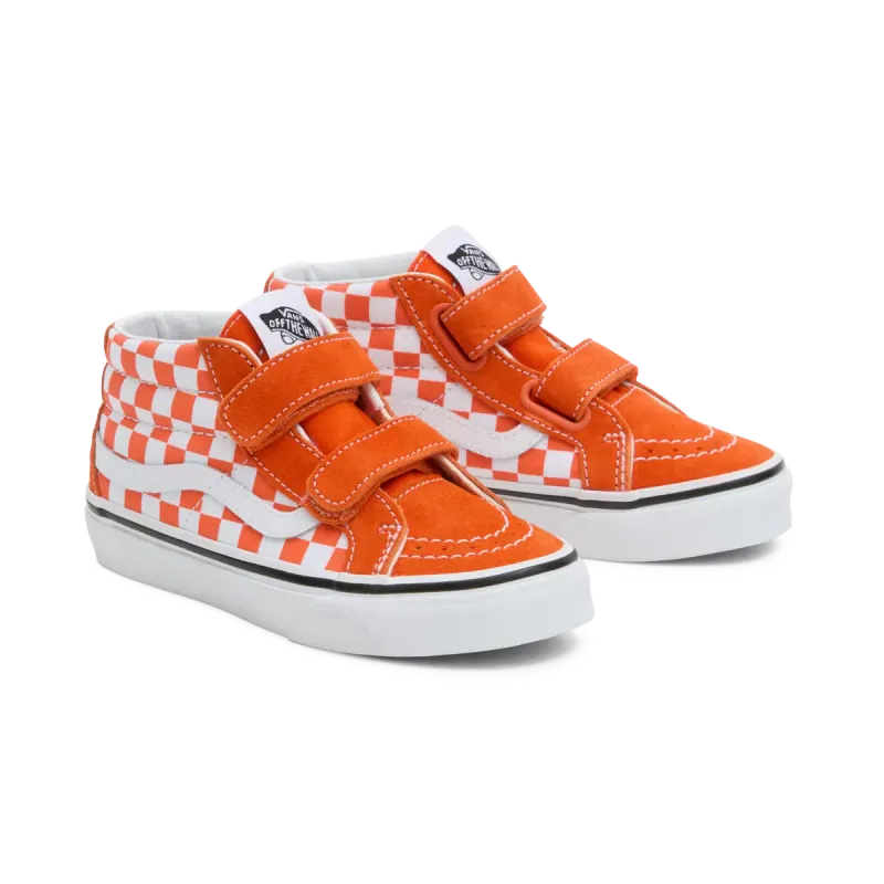 VANS Sk8-mid Reissue Checkerboard Met Klittenband Voor Kinderen Oranje (VN0A38HH08X)
