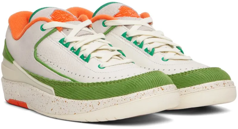 Nike Jordan Off-White Jordan 2 Retro Low Sneakers (Sail/Safety Orange – Chlorophyll)