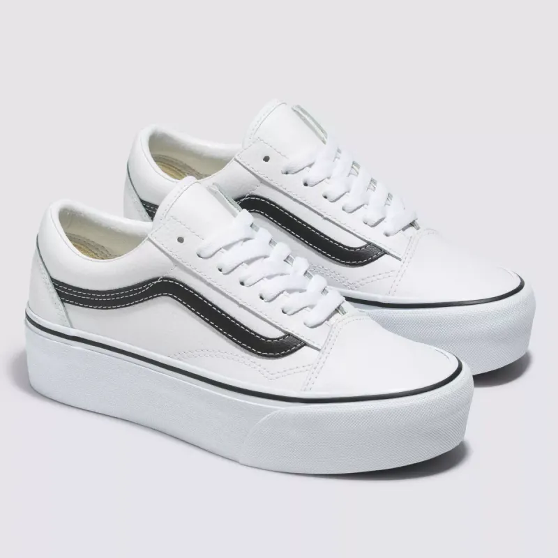 VANS Old Skool Stackform Leather Wit (VN0A7Q5MTWB)