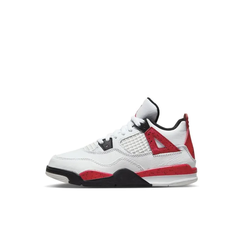 Jordan Brand Jordan 4 Retro’Red Cement’ (Preschool) White (BQ7669-161)