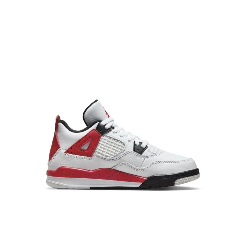 Jordan Brand Jordan 4 Retro’Red Cement’ (Preschool) White (BQ7669-161)