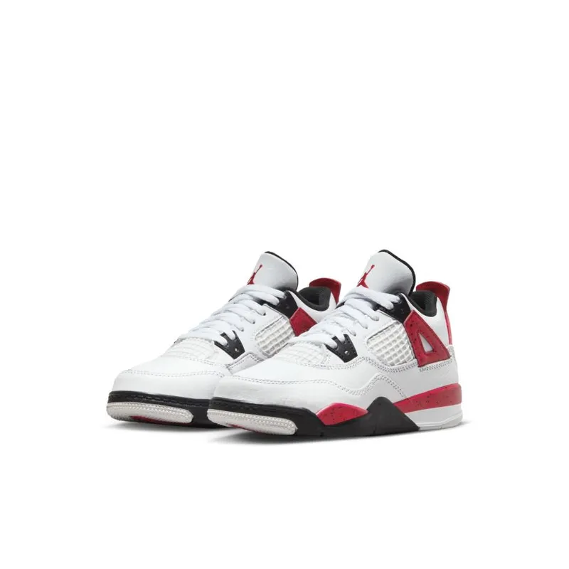 Jordan Brand Jordan 4 Retro’Red Cement’ (Preschool) White (BQ7669-161)