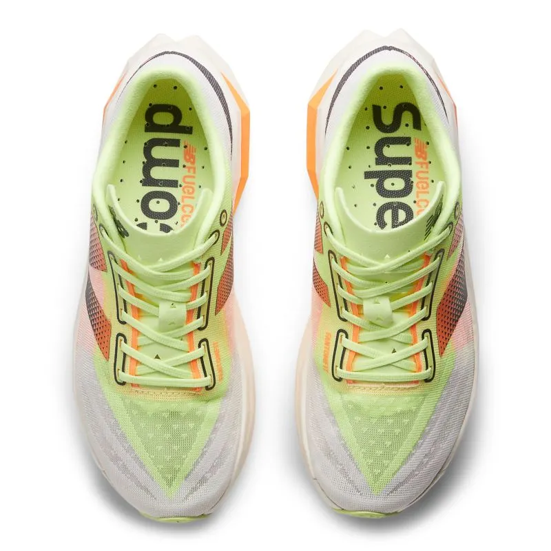 New Balance FuelCell SuperComp Elite v4 White / Bleached Lime Glo / Hot Mango (WRCELV4-44902)