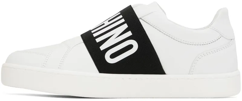 Moschino White Elastic Band Sneakers (MA15032G0F MF0)