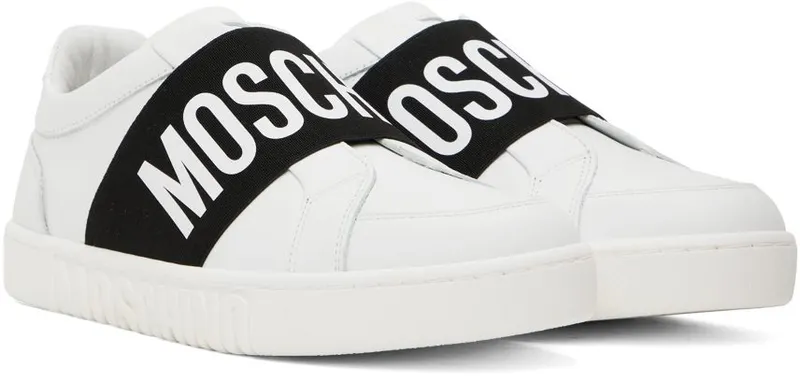 Moschino White Elastic Band Sneakers (MA15032G0F MF0)