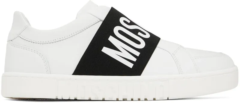 Moschino White Elastic Band Sneakers (MA15032G0F MF0)