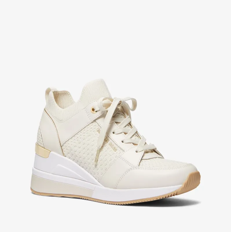 Michael Kors MK Georgie Textured Knit and Leather Trainer – Cream (43S4GEFS1D-0141)
