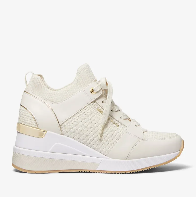 Michael Kors MK Georgie Textured Knit and Leather Trainer – Cream (43S4GEFS1D-0141)