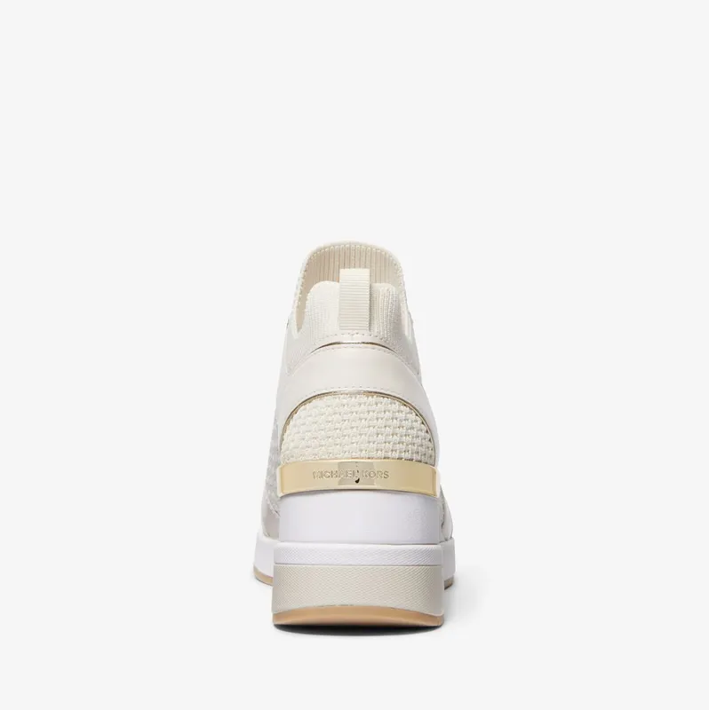 Michael Kors MK Georgie Textured Knit and Leather Trainer – Cream (43S4GEFS1D-0141)
