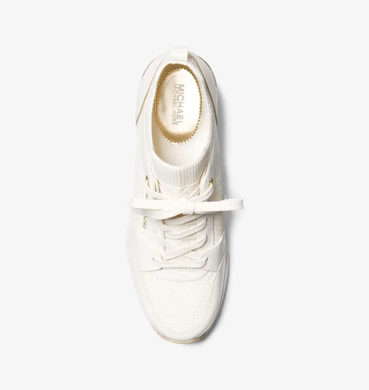 Michael Kors MK Georgie Textured Knit and Leather Trainer – Cream (43S4GEFS1D-0141)