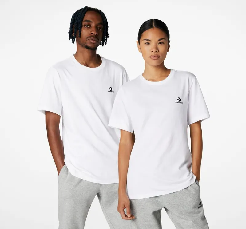 Converse Converse Go-To Embroidered Star Chevron T-shirt met standaardpasvorm Wit (10023876-A01)