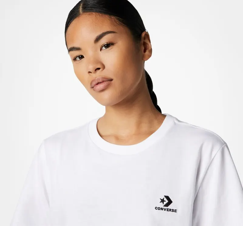 Converse Converse Go-To Embroidered Star Chevron T-shirt met standaardpasvorm Wit (10023876-A01)