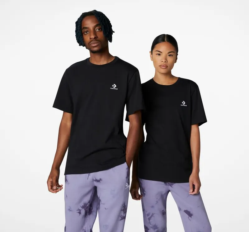 Converse Converse Go-To Embroidered Star Chevron T-shirt met standaardpasvorm Zwart (10023876-A02)