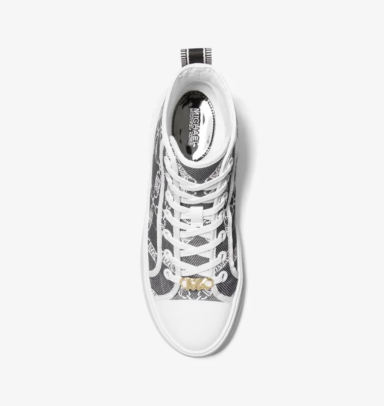 Michael Kors MK Evy Empire Logo Jacquard High-Top Trainers – Black/white (43F3EYFE1Y-0018)