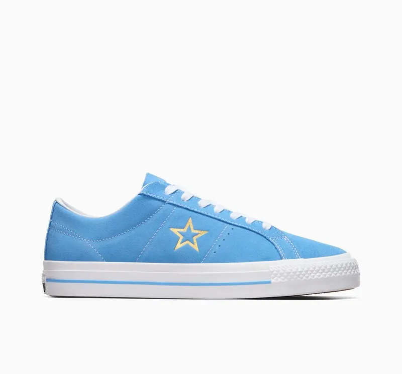 Converse One Star Pro Suede Lt Blue/wit/goud (A06647C)