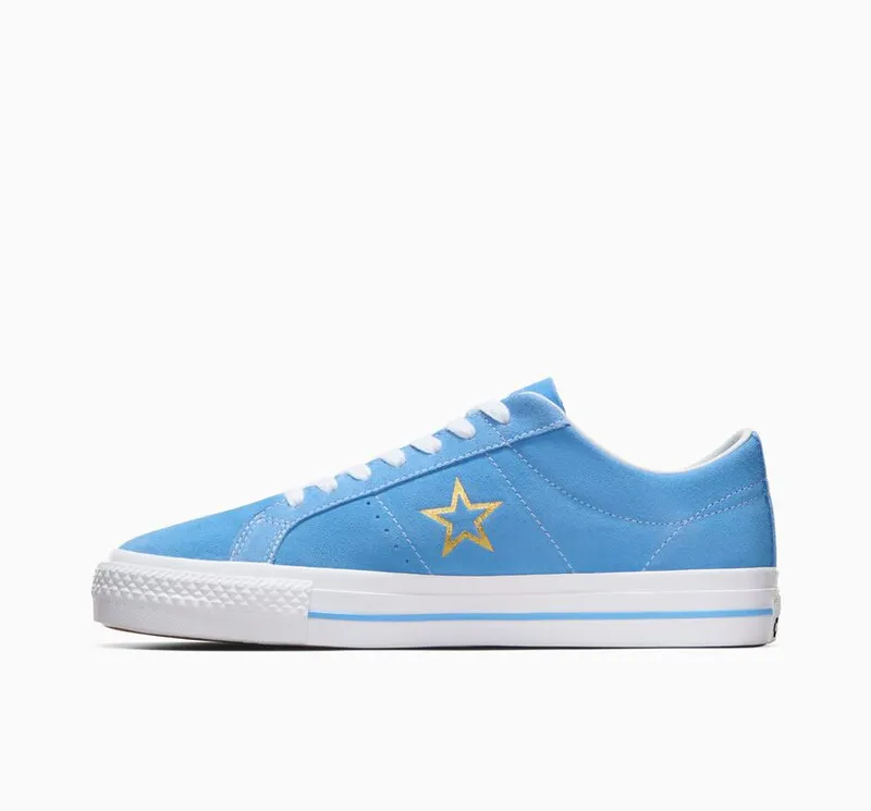 Converse One Star Pro Suede Lt Blue/wit/goud (A06647C)