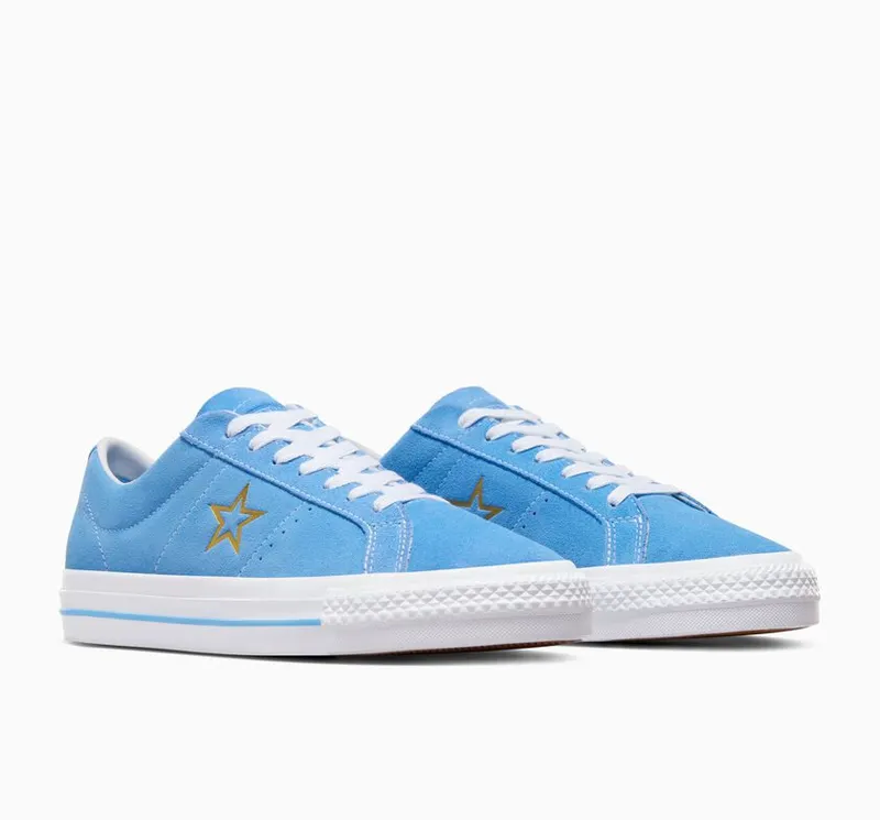 Converse One Star Pro Suede Lt Blue/wit/goud (A06647C)