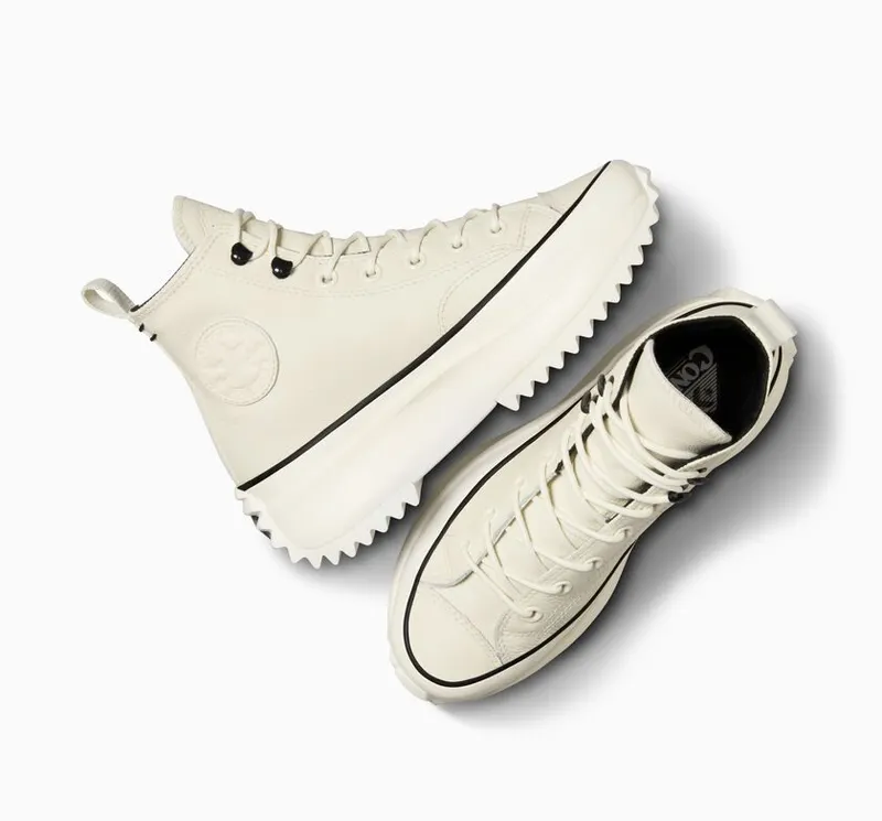 Converse Run Star Hike Platform Leather Egret/zwart/wit (A05389C)