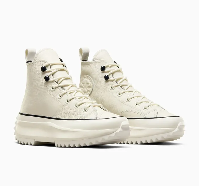 Converse Run Star Hike Platform Leather Egret/zwart/wit (A05389C)