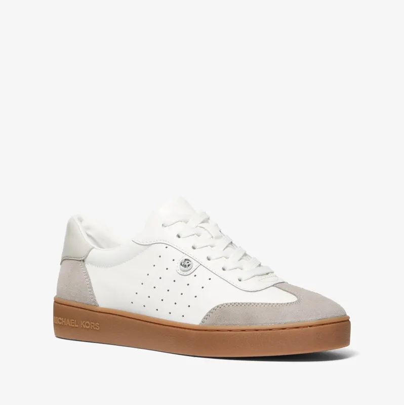 Michael Kors MK Scotty Leather Trainers – Aluminum Mlt (43S4SCFS3L-8702)