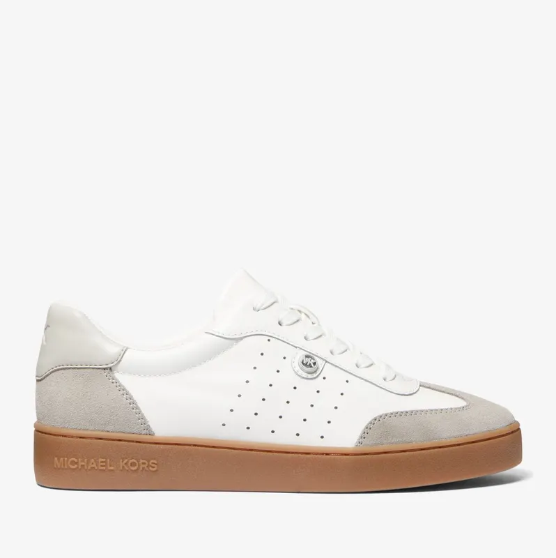 Michael Kors MK Scotty Leather Trainers – Aluminum Mlt (43S4SCFS3L-8702)