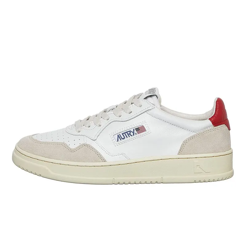 Autry Medalist Low Leather / Suede White / Red (AULMLS43)