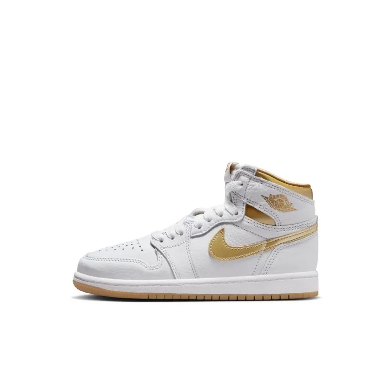 Jordan Brand Jordan 1 Retro High OG ‘Metallic Gold’ (Preschool) White (FD2597-107)