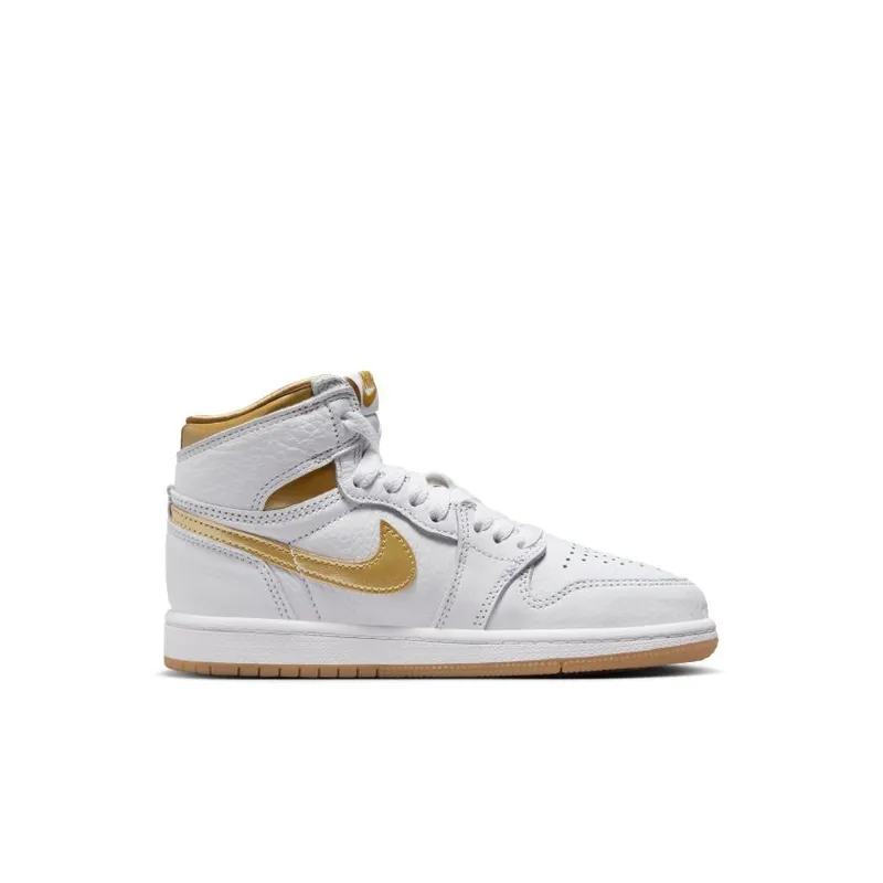 Jordan Brand Jordan 1 Retro High OG ‘Metallic Gold’ (Preschool) White (FD2597-107)