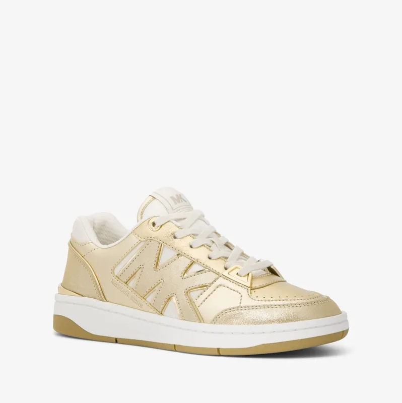 Michael Kors MK Rebel Metallic Leather Trainers – Pale Gold (43S4RLFS1M-0705)