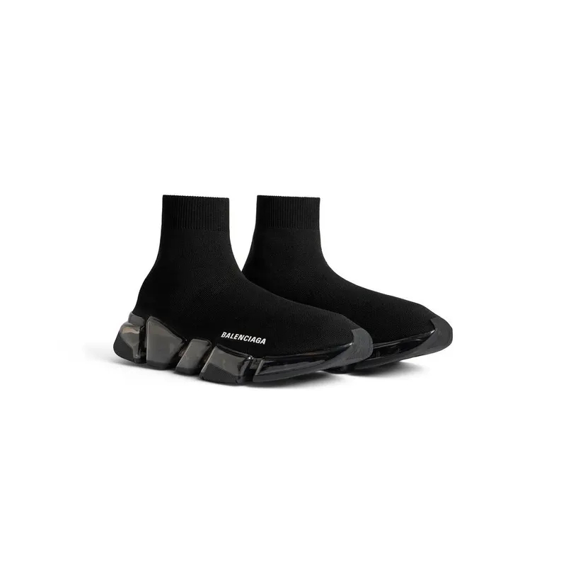 Balenciaga Speed 2.0 Full Clear Sole Recycled Knit Sneaker Black (617196W2DC41000)