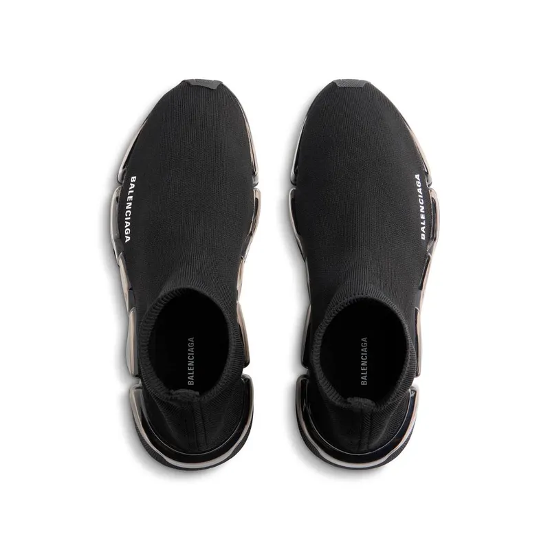 Balenciaga Speed 2.0 Full Clear Sole Recycled Knit Sneaker Black (617239W2DC41000)