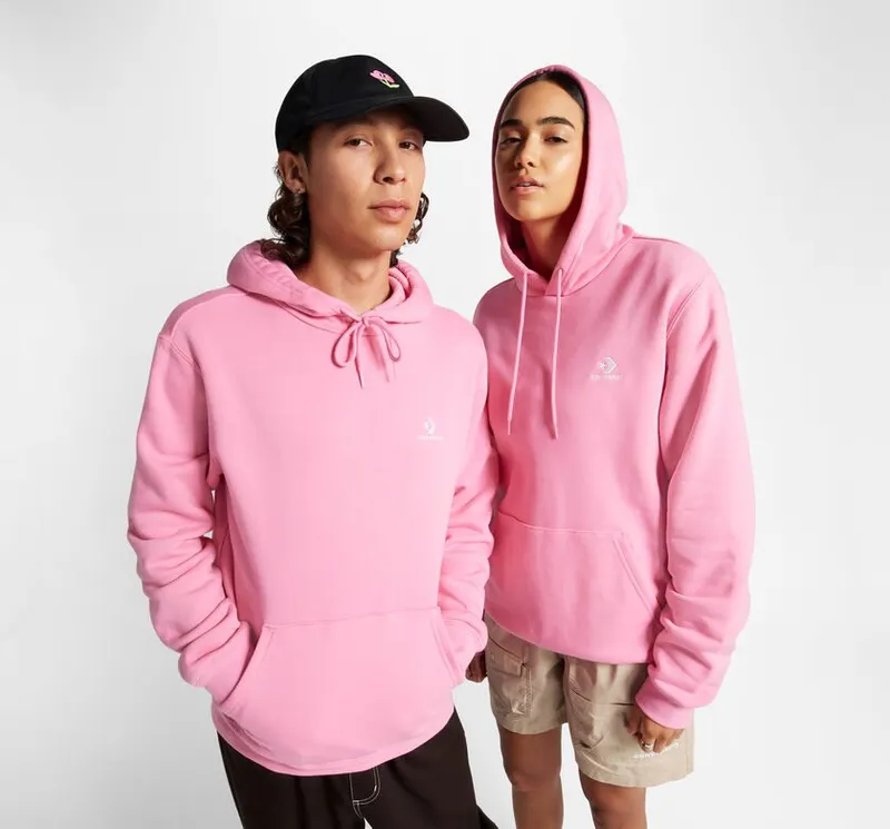 Converse Converse Go-To Embroidered Star Chevron Fleece Hoodie met standaardpasvorm Oops Pink (10024509-A28)