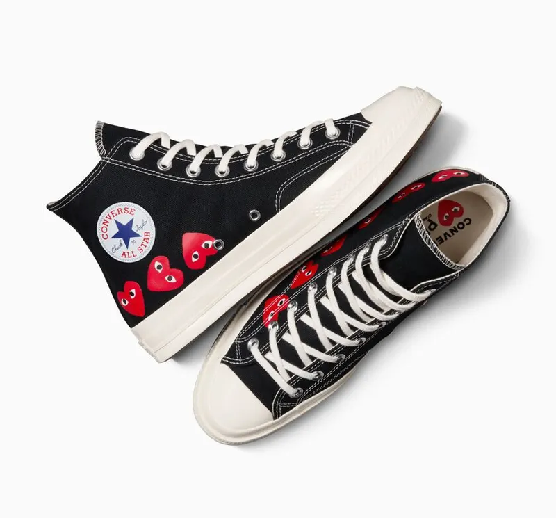 Converse Converse x Comme des Garçons PLAY Chuck 70 Multi Heart Zwart/high Risk Red/egret (A08147C)