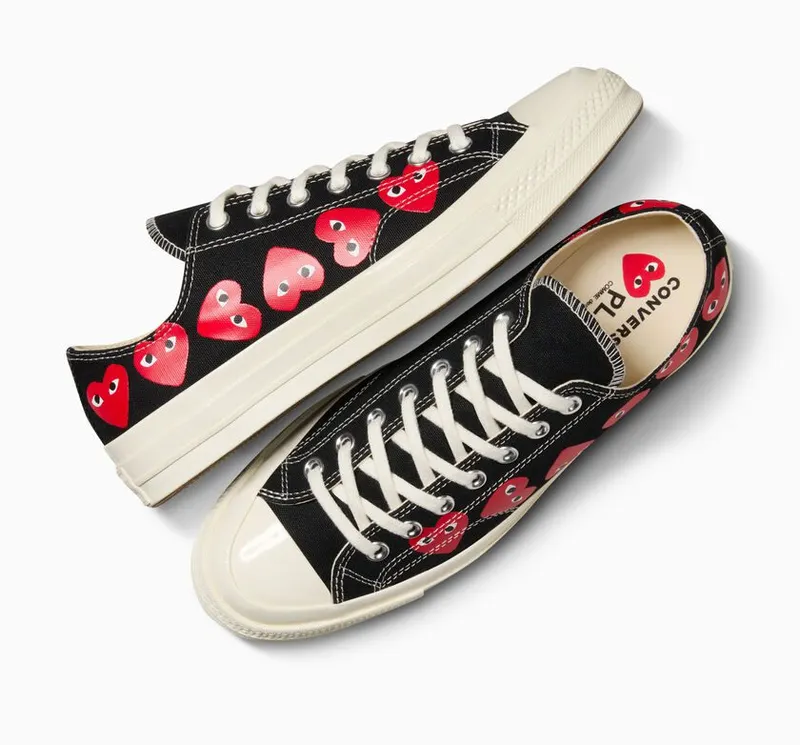 Converse Converse x Comme des Garçons PLAY Chuck 70 Multi Heart Zwart/high Risk Red/egret (A08149C)
