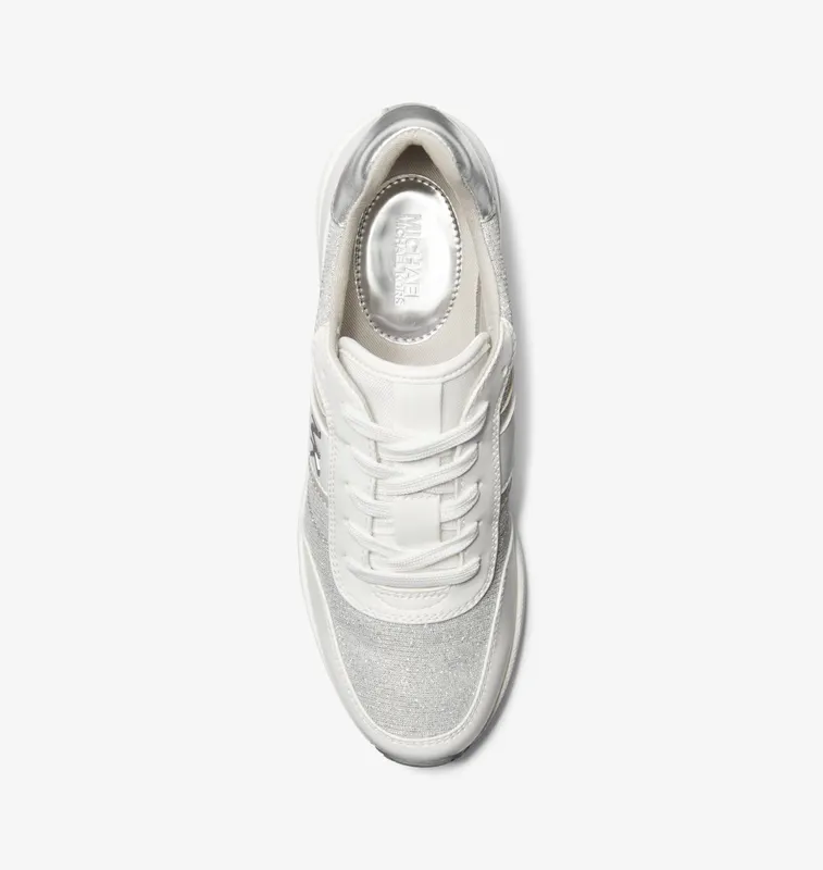 Michael Kors MK Mabel Glitter Chain-Mesh Trainer – Aluminum Mlt (43S4MBFSBD-8702)