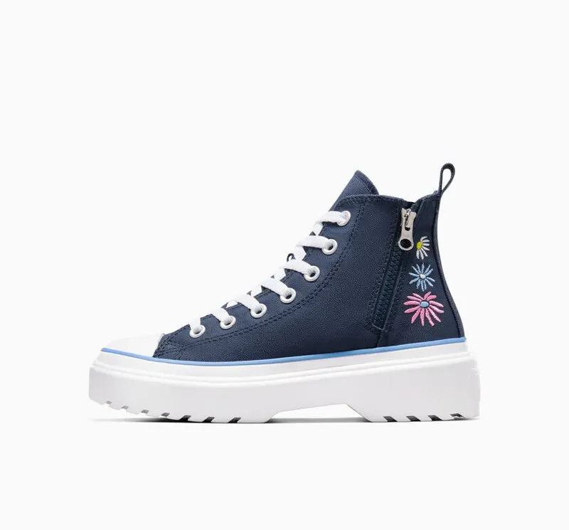 Converse Chuck Taylor All Star Lugged Lift Platform Easy On Floral Embroidery Navy/lt Blue/wit (A06342C)