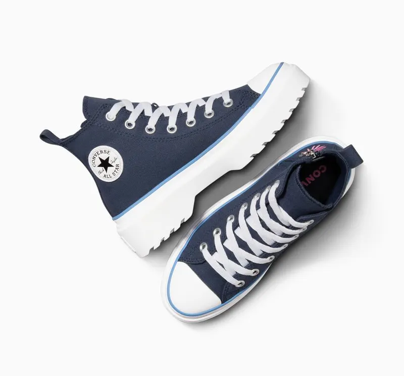 Converse Chuck Taylor All Star Lugged Lift Platform Easy On Floral Embroidery Navy/lt Blue/wit (A06342C)