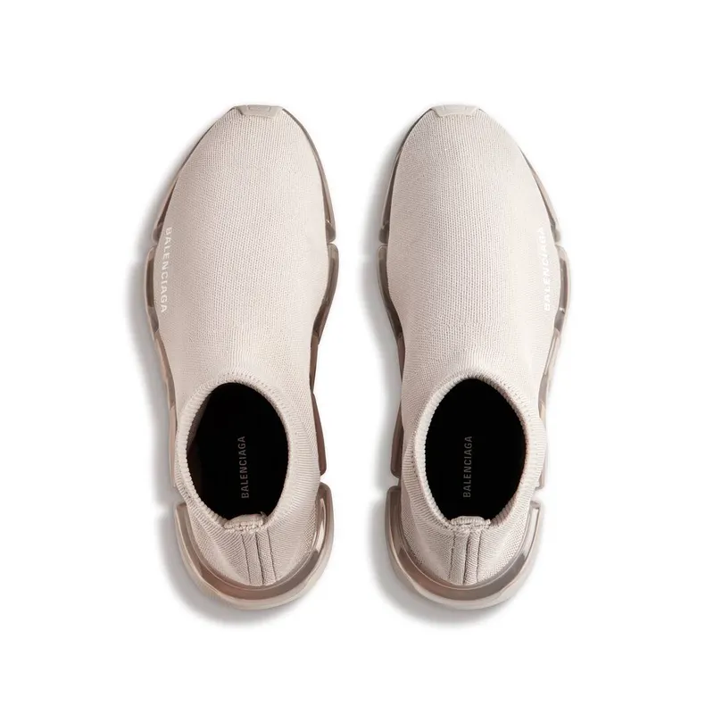 Balenciaga Speed 2.0 Full Clear Sole Recycled Knit Sneaker Light Beige (617196W2DC42000)