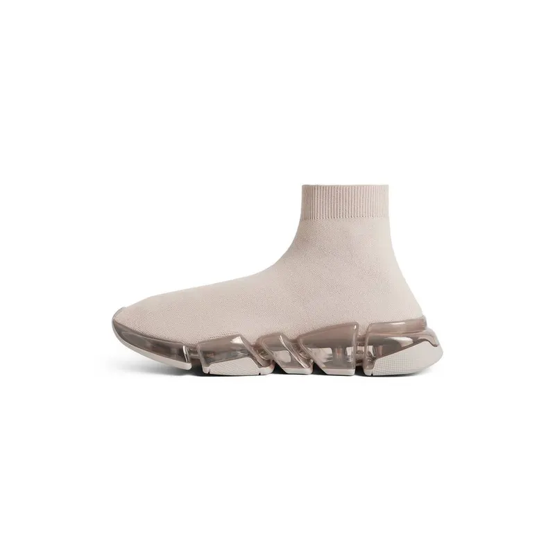 Balenciaga Speed 2.0 Full Clear Sole Recycled Knit Sneaker Light Beige (617196W2DC42000)