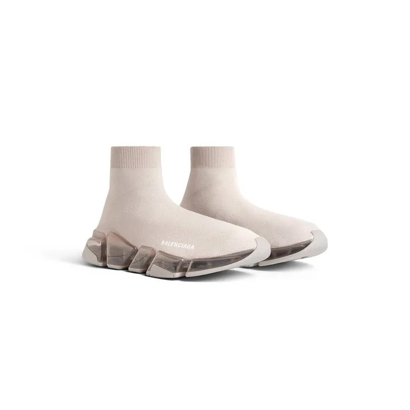 Balenciaga Speed 2.0 Full Clear Sole Recycled Knit Sneaker Light Beige (617239W2DC42000)