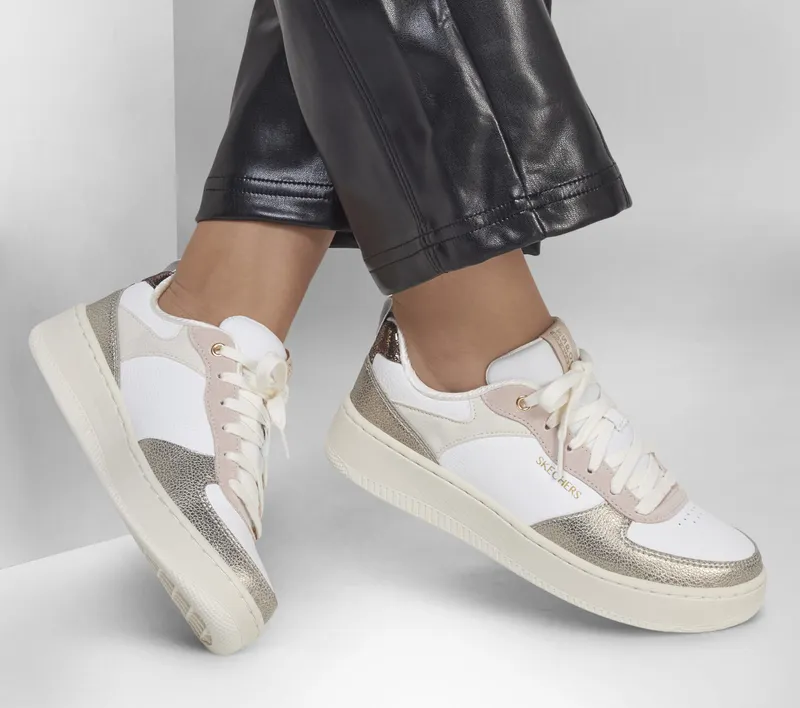 Skechers Sport Court 92 – Sheer Shine – Wit / Roze (185036-WPKG)