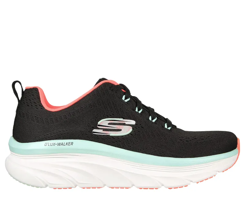 Skechers Relaxed Fit: D’Lux Walker – Fresh Finesse – Zwart / Munt (149368-BKMN)