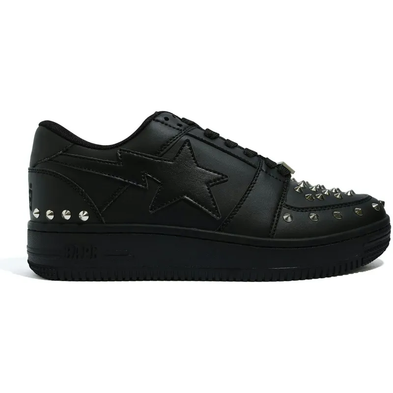 A Bathing Ape Bape Sta Low 20th Anniversary Black Silver Studded (1G80-191-015-BLK)